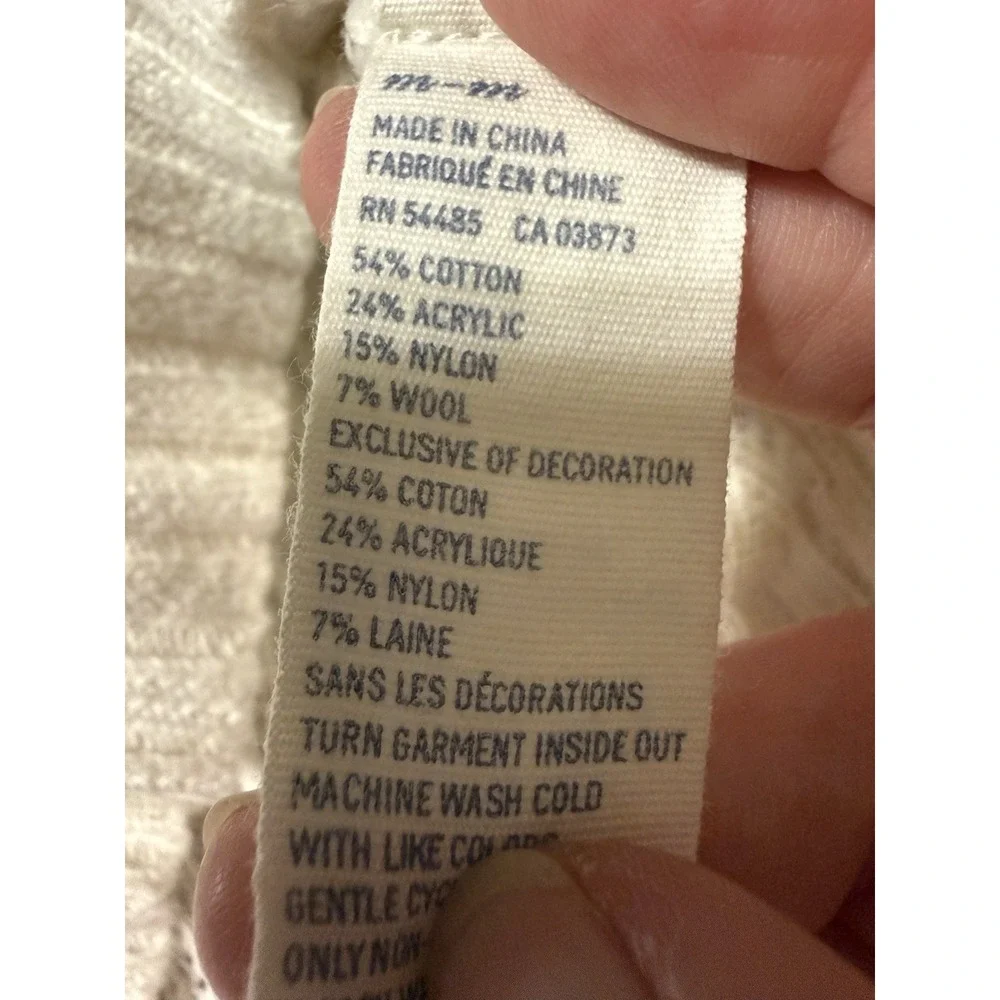 American Eagle Outfitters Women's M Cable Knit V-Neck Sweater Cream Y2K Vintage